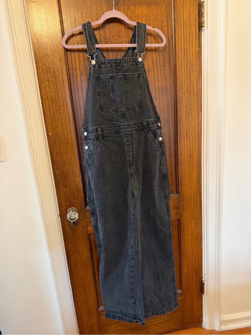 H&M Washed Black Denim Overalls